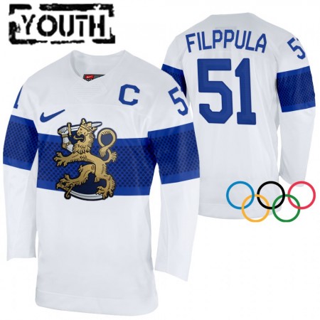Kinder Eishockey Finnland Trikot Valtteri Filppula 51 2022 Winter Olympics Weiß Authentic